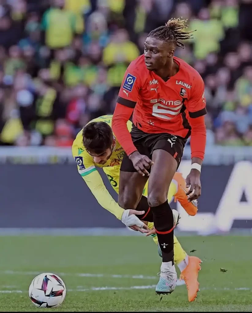 Image - Lesley Ugochukwu defending his club against an opponent.