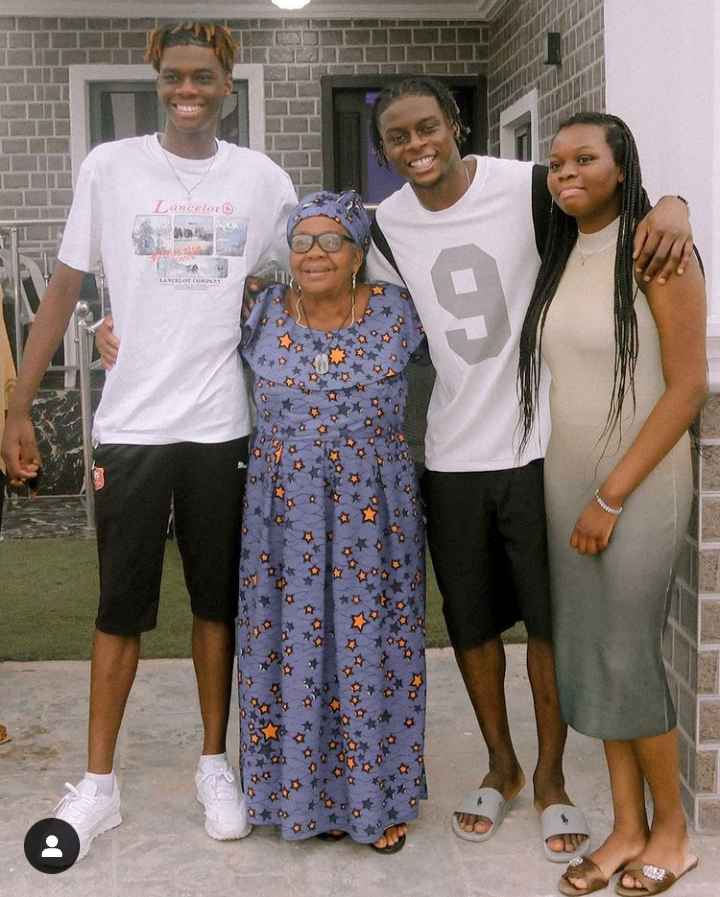 Lesley Ugochukwu, with his brother and sister, and grandmother.