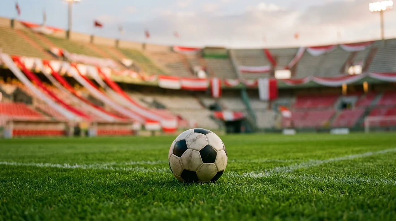 Football on a green pitch with red and white stadium colours, Paraguay at World Cup 2026